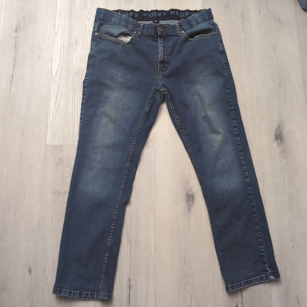 Rugby University Jeans Mens 36 Medium Wash Stretch Casual